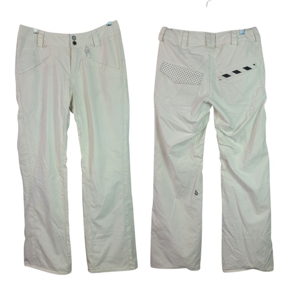 Volcom Cream White Snowboard Ski Snow Pants Adjustable Waist XS 29
